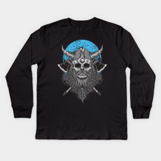 Viking Berserker Skull Kids Long Sleeve T-Shirt